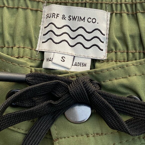 Trunks Surf & Swim Co Mens Multi Purpose Short 6.5 in Sz S Army Green Jacquard - Picture 3 of 12